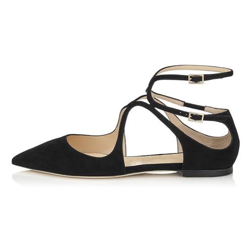 Fashion Cross Straps Flats for Women Sexy Pointed Toe Ankle Strap Ballet Flat Fashion Comfortable Elegant Dress Shoes for Prom Wedding Party Mary Janes2