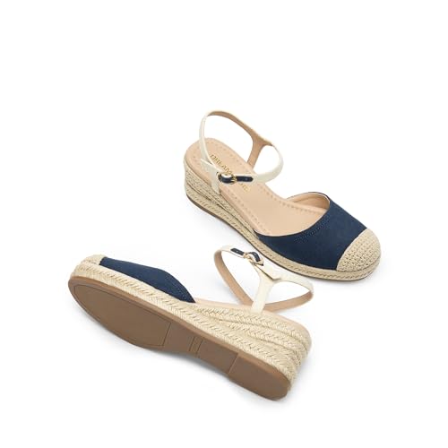 Image of DREAM PAIRS Women's Wedge Sandals, Closed Toe Espadrilles Platform Wedge Heels with Adjustable Ankle Straps and Comfortable Cushion Insoles