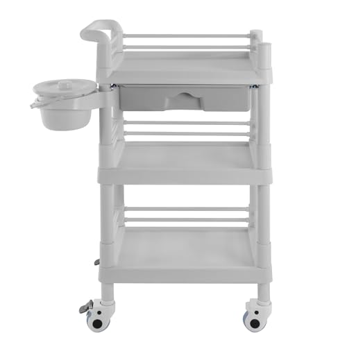Mobiler Wagen Küchenwagen 3 Etagen Salonmöbel Spa Beauty Trolley,Aufbewahrungswagen, Servierwagen,Salonwagen mit Abfalleimer Tragfähigkeit 100kg (54 * 37 * 98 cm) (Grau) Mobiler Wagen Küchenwagen 3 Etagen Salonmöbel Spa Beauty Trolley,Aufbewahrungswagen, Servierwagen,Salonwagen mit Abfalleimer Tragfähigkeit 100kg (54 * 37 * 98 cm) (Grau)