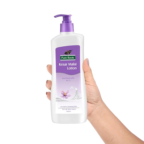 Image of Pure Roots 400ml Each Kesar Malai & Cocoa Butter Body Lotion Combo Pack (Pack of 2) | Nourishing & Hydrating Moisturizer for Men & Women | Fast Absorbing, Non-Sticky Lotion for All Skin Types - Total 800ml