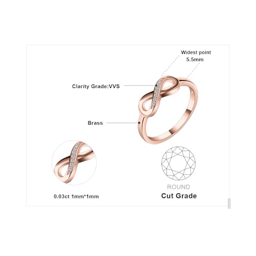 Image of JewelryPalace 14k White Yellow Rose Gold Plated 925 Sterling Silver Rings for Women, Cubic Zirconia Promise Rings for Her, Stackable Wedding Bands Rings for Women Infinity Forever Love Knot Ring