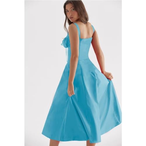 Image of Floral Corset Midi Dress Square Neck A Line Dress with Slit