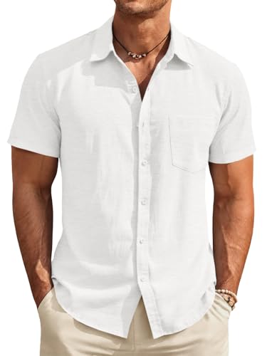 Runcati Men's Short Sleeve Linen Shirt
