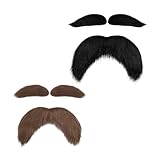 2 PCS Schnurrbart Zum Ankleben Lustige 80er Bart Zum Ankleben Schnurrbart Selbstklebend Klebebart Falsche Augenbrauen Kleben sie den Bart Auf das Motiv um Eine Verkleidung zu Schaffen(Braun+Schwarz)