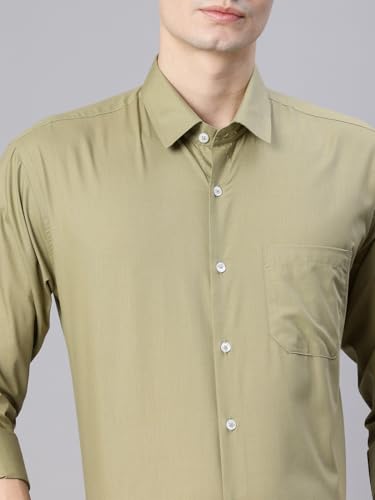 Image of Majestic Man Men's Solid Cotton Blend Wrinkle-Resistant Slim Fit Easy-Iron Formal & Office Wear