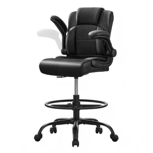 Tall Drafting Office Chair with Flip-up Arms