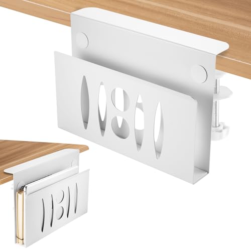 HAQIUHETO Organizador Escritorio Soporte portatil Vertical Laptop Stand Hecho de Acero, no Requiere perforación, se Adapta a MacBook Pro/Air, iPad, Libros Negro