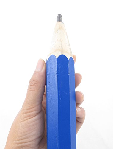 Lápiz gigante de madera con goma rojo y punta azul miniatura 3