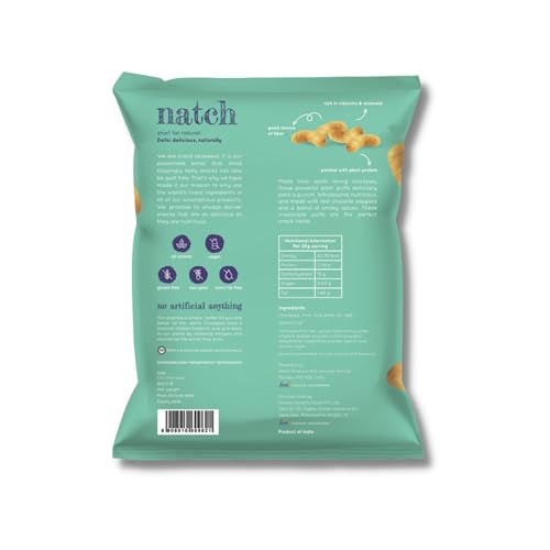 Image of Natch Chickpea Protein Puffs, Healthy Snacks, Rich in Fiber, Not Fried Not Baked Gluten Free, Vegan, Trans Fat Free, Smoky Chipotle, 20g each (Pack of 6)