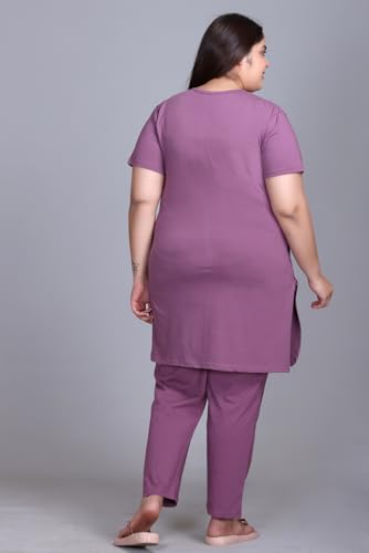 Image of In Love Women's Plus Size Graphic Printed Cotton Night Suit Set Short Sleeve