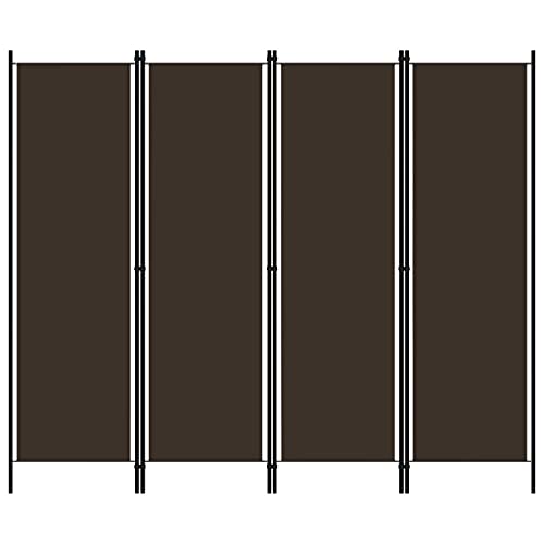 4-TLG. Separador de ambientes, color marrón, 220 x 180 cm, biombo independiente, protección visual para el hogar y la oficina, separador plegable de tela de poliéster y marco de hierro, separador de