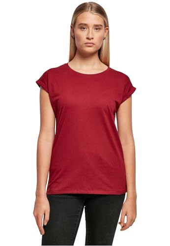 Build Your Brand Ladies Extended Shoulder Tee T-Shirt, bordeaux, M Femmes