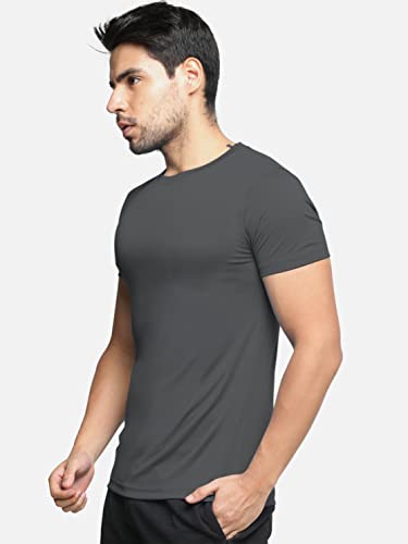 Image of BULLMER Solid Cotton Blended Half Sleeve Round Neck Tshirt for Men