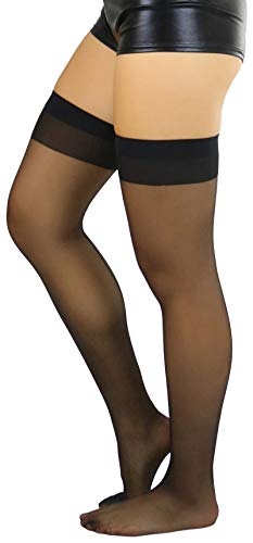 Image of ToBeInStyle Women's Sheer Banded Thigh High Socking w /Opaque Band