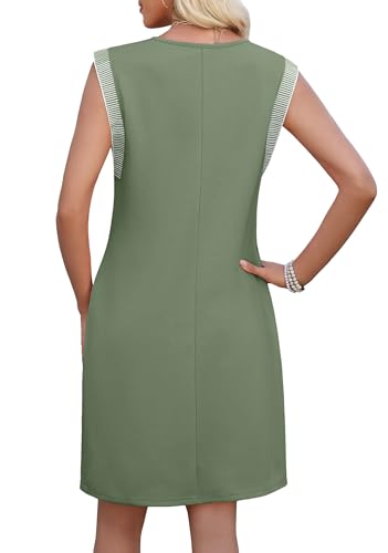 Image of WEACZZY Summer Dresses for Women 2026 Casual Crewneck Fit Beach Vacation Dress Sleeveless Loose Sundress with Pockets