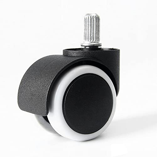 50mm オフィスチェア用回転キャスター 5個 耐荷重125kg 交換用キャスター PVCダブルホイール 4種類のバルブステム オプション/ホワイト/インサートステム 1