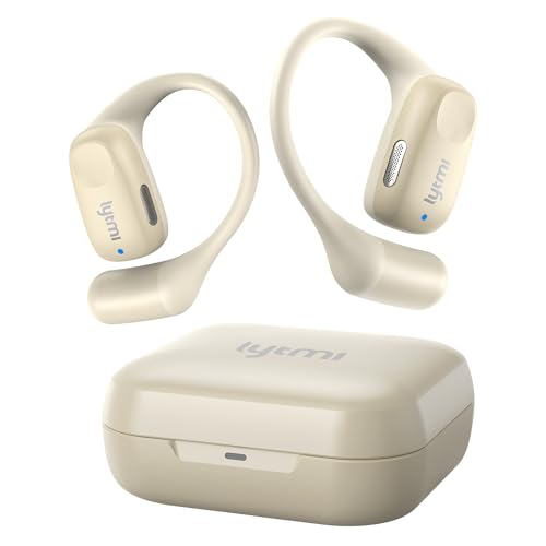 Image of Lytmi CozyFit Open Ear Headphones, 0.23oz Ultra-Light Comfortable Wireless Earbuds, 0.6mm Thinnest Earhooks, Bluetooth 5.4, Clear Audio, 30 HRS Playtime, IPX5 Waterproof Earphones with Mic (Skin Tone)