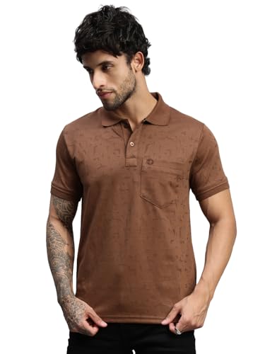 Image of Lux Nitro Men's Polo T-Shirt with Pocket | Cotton Rich Brasso Jacquard | Modern Relaxed Fit | Casual & Smart Wear