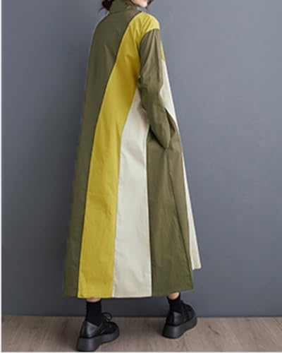 Image of ellazhu Womens Fall Casual Patchwork Funky Long Sleeve Designer Dress Loose Blouse GY2787 A