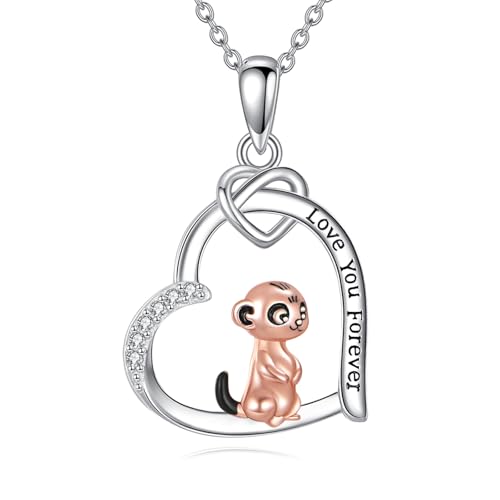 Collier Meerkat S925 en argent, le cadeau cœur pour amoureux de la mer