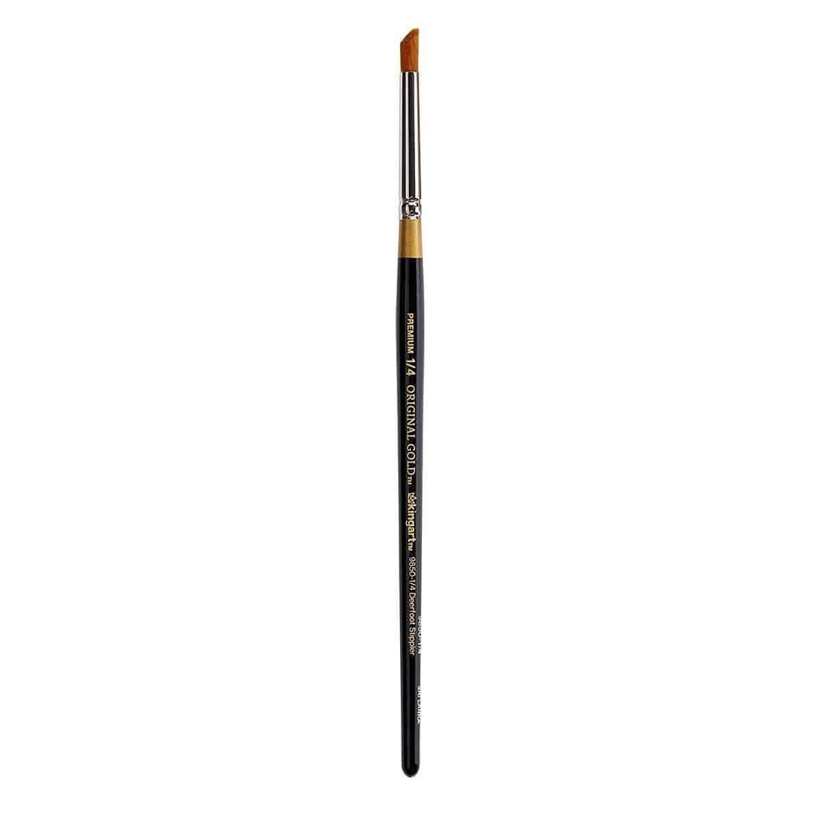 KINGART 9850-1/4 Original 9850 Series, Golden Taklon Deerfoot Stippler, Size 1/4, Black/Gold