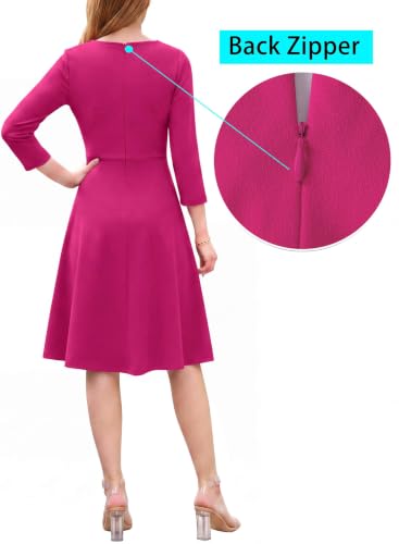 Image of VFSHOW Womens Work Business Office Front Zipper Slim Church A-Line Dress