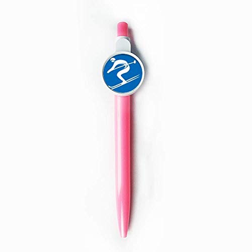 Stylo à bille rétractable bleu motif sport d'hiver ski écriture bureau