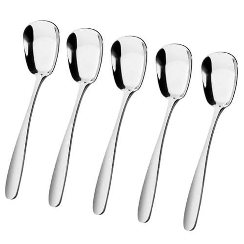 5Pcs Multifunctional Square Head Spoons Stainless Steel Kitchen Spoons With Square Head For Daily Meals