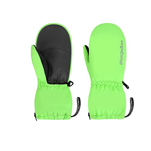Highcamp Kids Winter Waterproof Ski Snow Mittens Warm With Zipper For Toddler Boys Girls-Green, S #TOP18