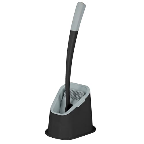 Image of Bath Bliss Toilet Brush | Contoured Design | Flat Brush | Bathroom Cleaning | Discreet Storage Base | Bathroom Cleaning | Black