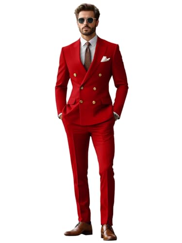 2 Piece Gold Double Breasted Men Suit Slim Fit Mens Gold Double Breasted Blazer Pants Sets Wedding Suit Prom Suits