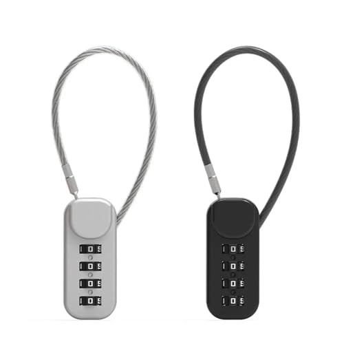 Cadenas à câble métallique anti-perte de clé avec code 4 chiffres en zinc robuste - 3