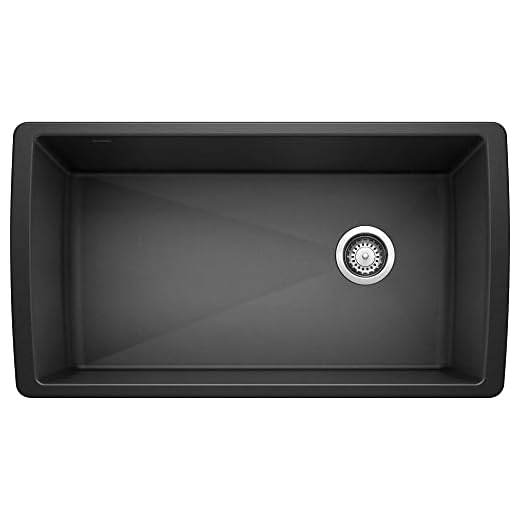 BLANCO, Anthracite 441768 DIAMOND SILGRANIT Super Single Undermount Kitchen Sink, 33.5" X 18.5"