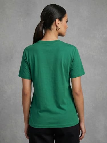 Image of Nobero Women's Graphic Printed T-Shirt | Regular Fit 180 GSM Cotton Tee for Women | Comfortable Round Neck Casual Wear