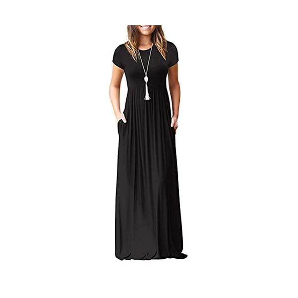 VIISHOW-Womens-Short-Sleeve-Floral-Dress-Loose-Plain-Maxi-Dresses-Casual-Long-Dresses-with-Pockets VIISHOW Women's Short Sleeve Loose Plain Maxi Dresses Casual Long Dresses with Pockets(Black, Large)