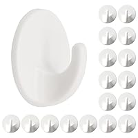 ZOCONE 18 Pcs Plastic Self Adhesive Hooks for Hanging Coat, Towel, Robe, Key Removable White Wall Sticky Hooks for Multiple-use Stick on Bathroom Bedroom, Kitchen, Office, Closet