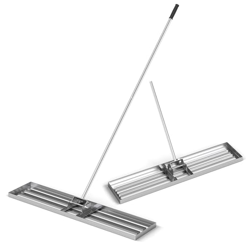 COSTWAY Lawn Leveling Rake, 30”/36”/42”/46 x 10” Lawn Leveler with 77” Ergonomic Handle, Heavy Duty Landscape Rake Soil Leveling Tool for Garden, Golf Course and Farm (46” x 10”/117 x 25cm, Silver)