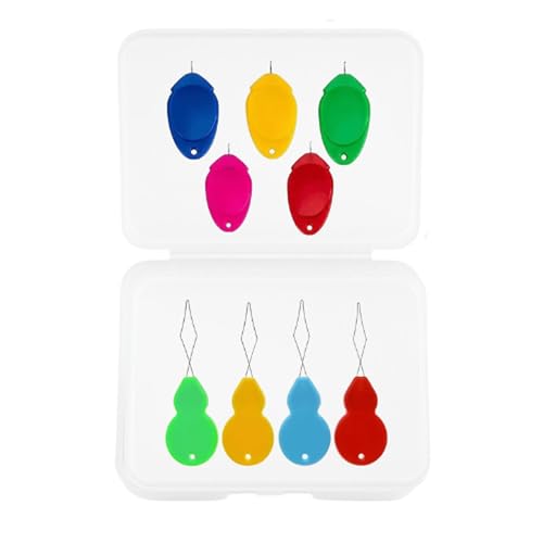 Image of Needle Threader, Small Needle Eye Threader Tool, Easy Threader for Machine and Hand Sewing, Threading, Ideal for Needlework, with Transparent Box, Color Random (6pcs) (T5 + ST 4 with Box)