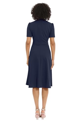 Maggy London Womens Crepe Fabric Flight Attendant Bow Neck Tie Short Sleeve A-line3