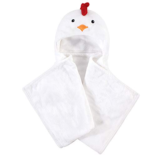 Image of Hudson Baby Unisex Baby and Toddler Hooded Animal Face Plush Blanket, Chicken, One Size