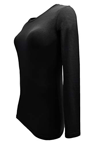Natural Uniforms Women's Under Scrub Tee Crew Neck Long Sleeve T-Shirt (Black, Small)