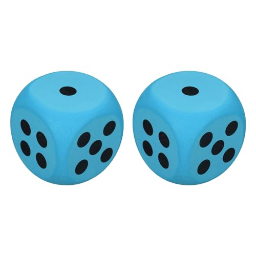 QUARKZMAN 2 Dadi In Schiuma, 6cm/2.36 Pollici Dadi Eva A 6 Facce Palla Antistress Blocco Comprimibili Per Giochi Da Tavolo Per Alleviare Stress E Ansia (Blu)