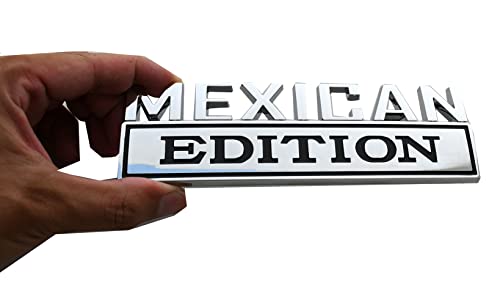 Image of 1pc 7 inch Large Mexican Edition Emblem Badges Decal Car Flag Decal Military Replacement for F150 F250 F350 Chevy Silverado 1500 2500 Chevrolet C10 C15 (Chrome Black)