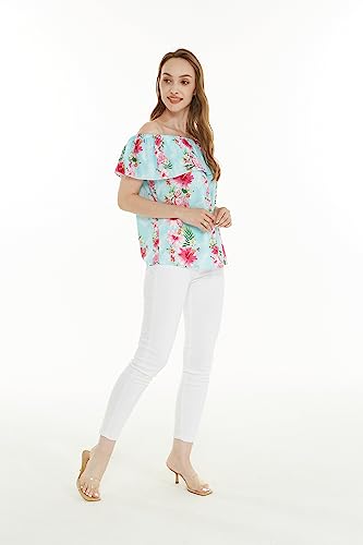 Image of Hawaii Hangover Family Matching Clothes, Pink Hibiscus Vine Turquoise | Family matching Hawaiian outfits, Pink Hibiscus Vine Turquoise, lightweight rayon, machine washable, tropical floral print
