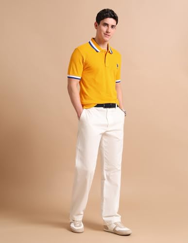 Image of U.S. Polo ASSN. Solid Slim Fit Polo T Shirts for Men - 100% Cotton, Half Sleeves Mens Tshirt