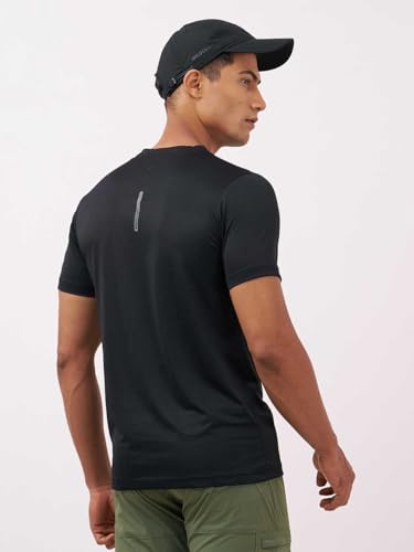 Image of Active Crew Neck Solid T-Shirt -Black