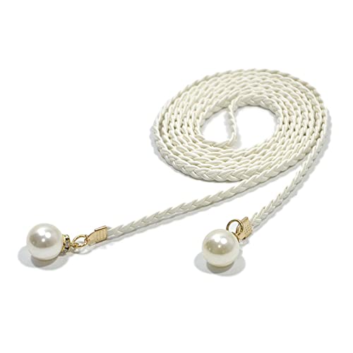Cyni Vintage Knot Thin Belt For Women White Pearl Decors Ladies Dress Belt Fashion Female Waist Rope Accessories Waist Ro