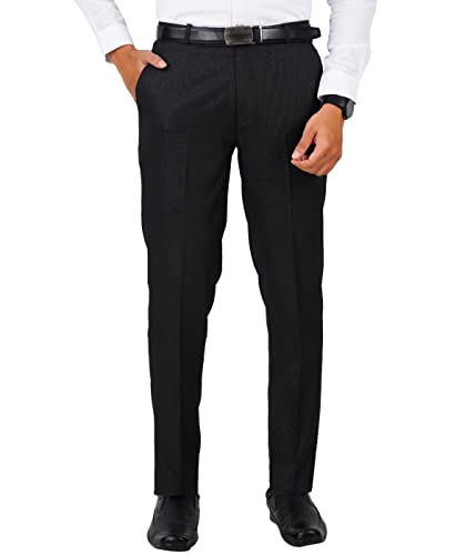 Image of Mc Henry Men's Wrinkle Free Stretchable Self Design Formal Regular Fit Trousers