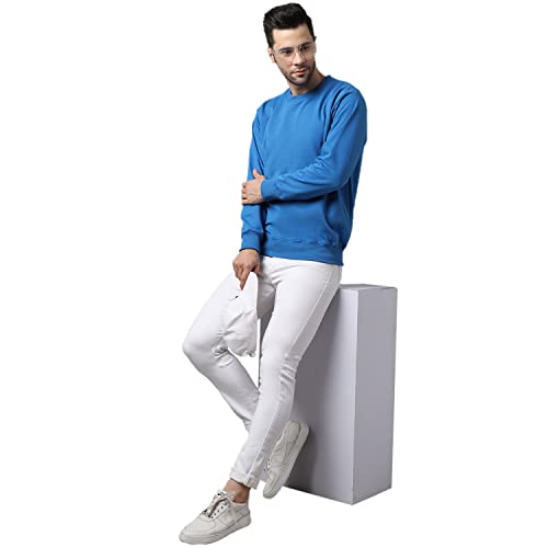 Image of BZR-Men's Fleece Round Neck Regular Sweatshirt (Sw Rrn Black 01-L Black L)(1903)