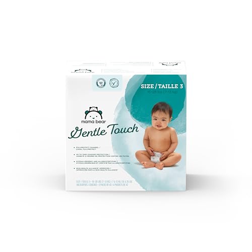 Image of Amazon Brand - Mama Bear Gentle Touch Diapers, Size 3, 168 Count (4 packs of 42)